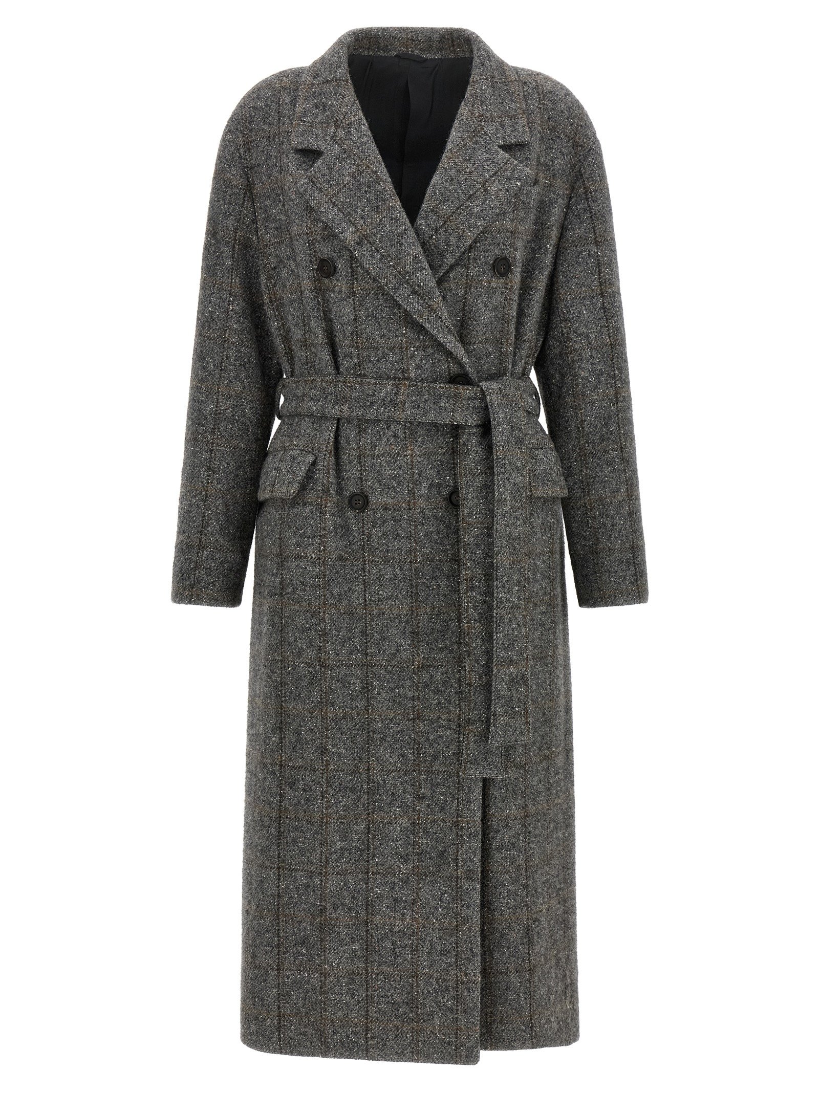Brunello Cucinelli grijs Alpaca leren mantel