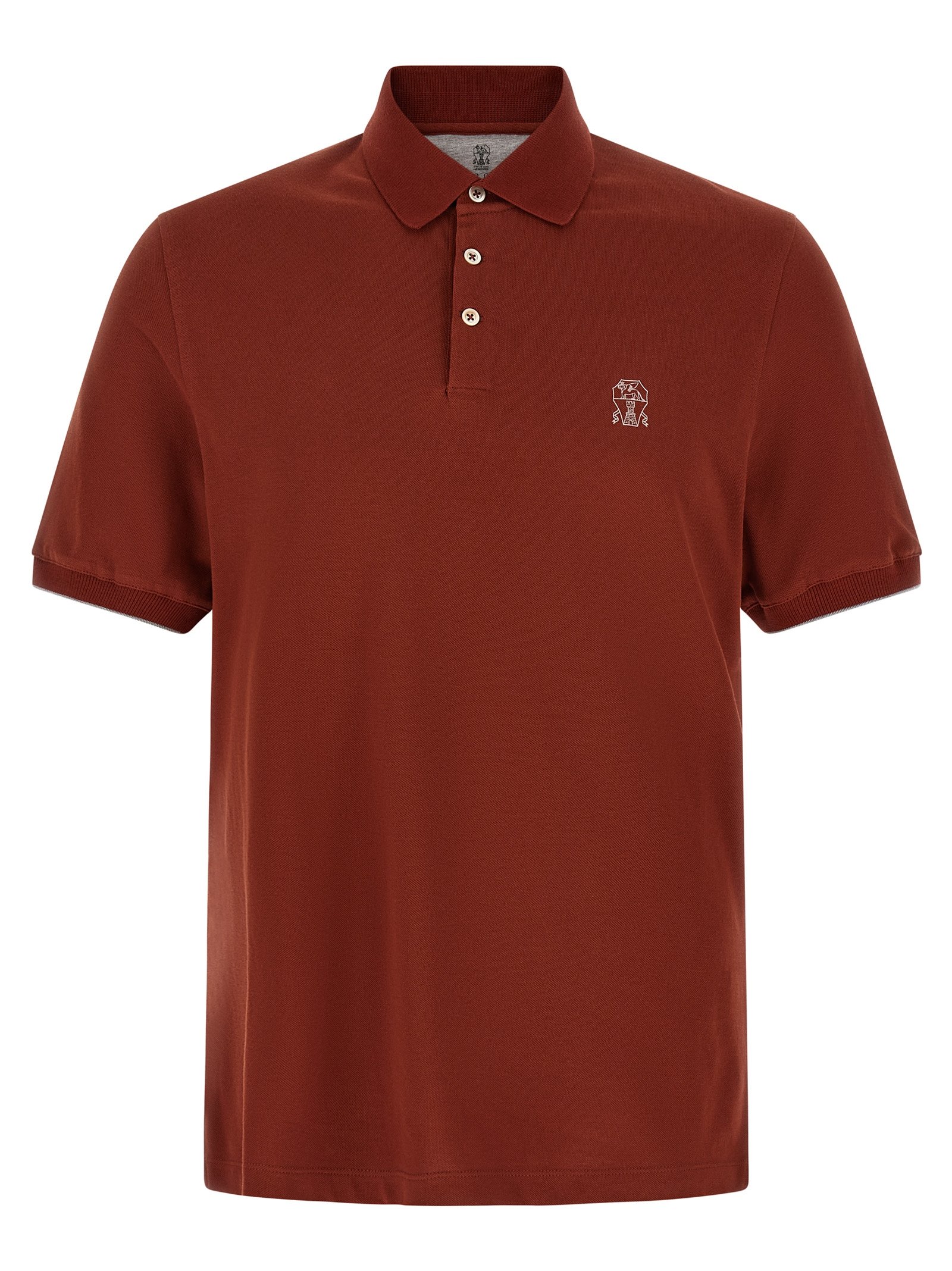 Brunello Cucinelli rood katoenen poloshirt