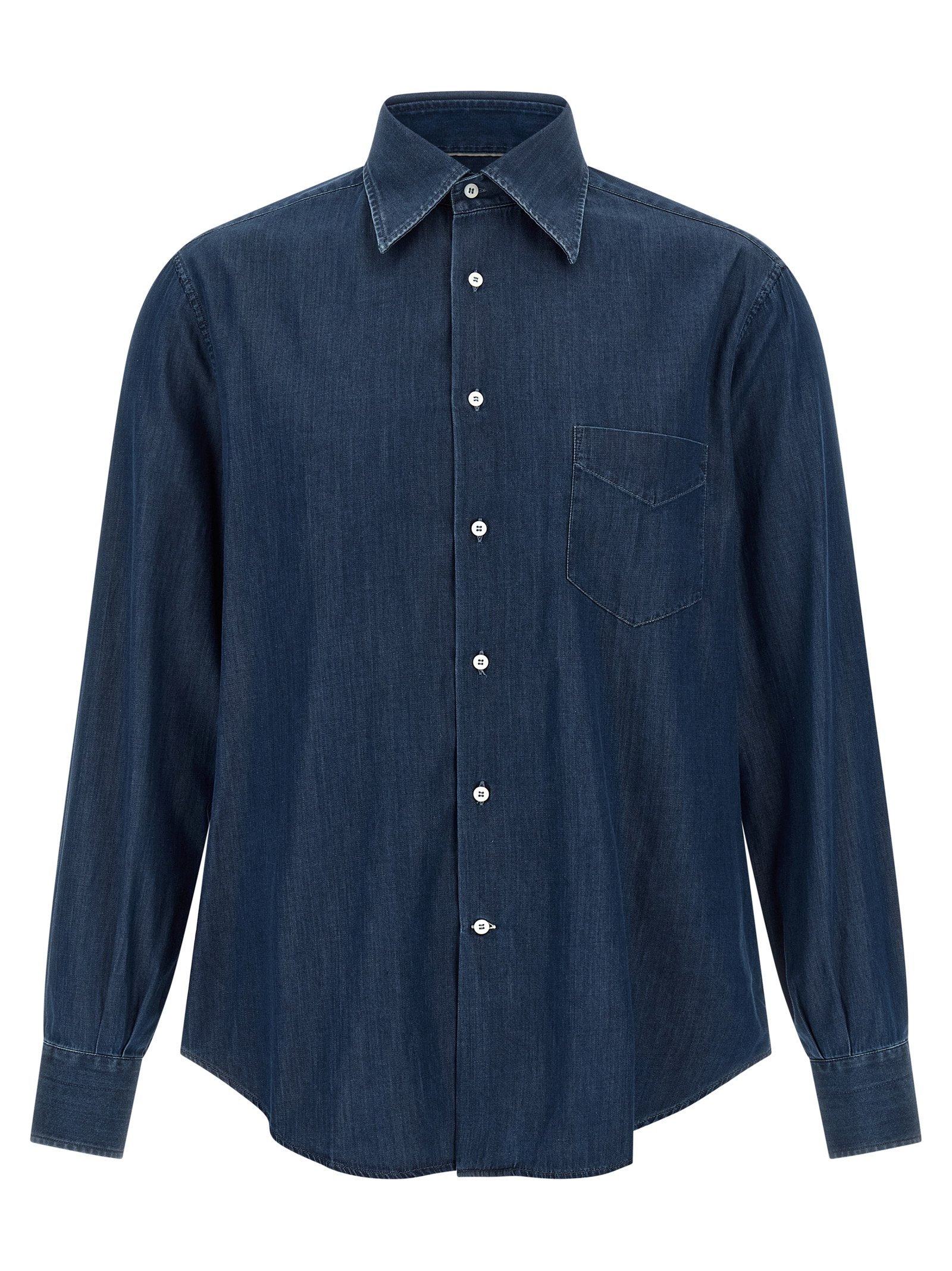 Brunello Cucinelli blauw katoenen blouse