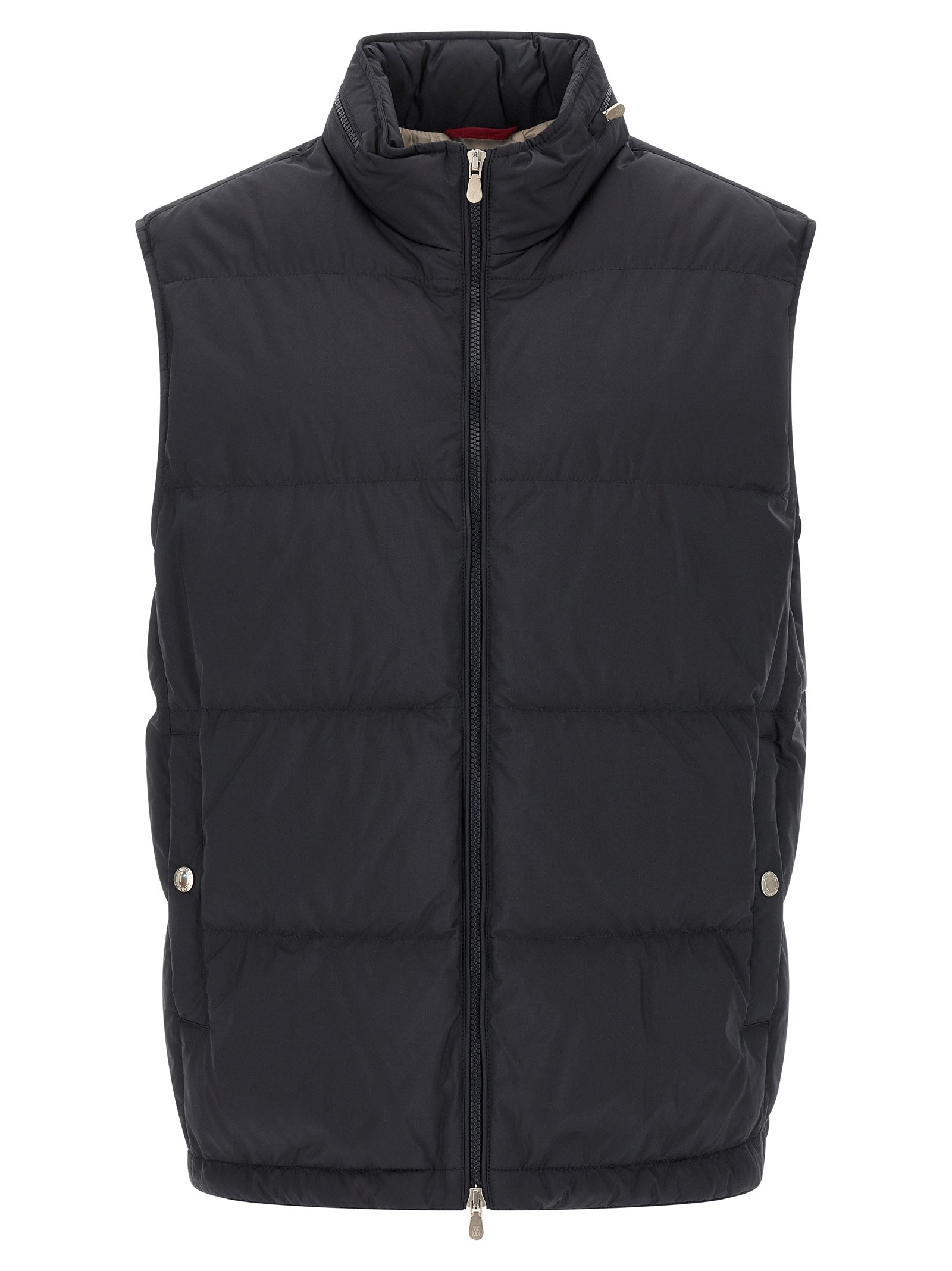 Brunello Cucinelli blauw polyester mouwloos jas