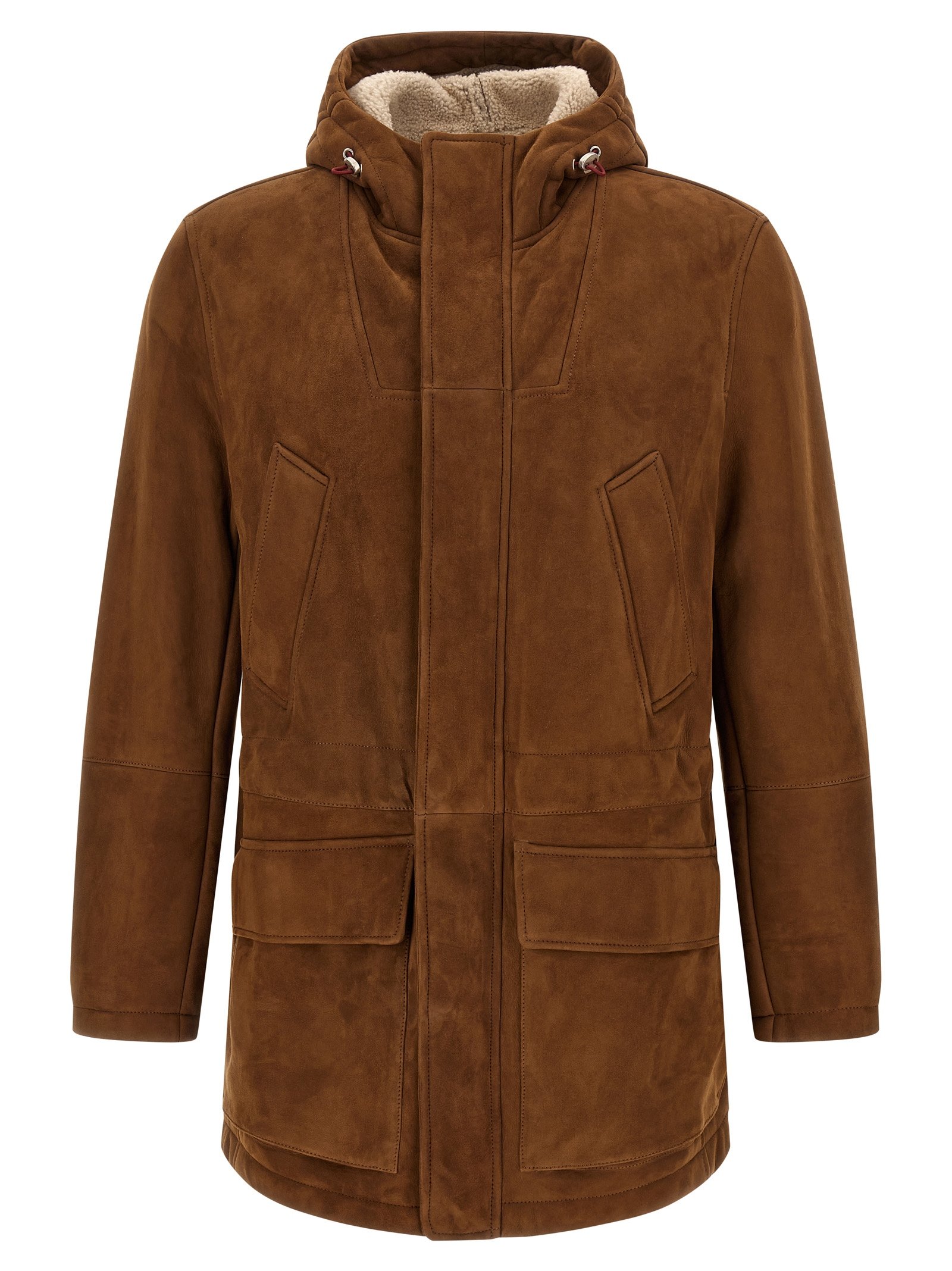 Brunello Cucinelli bruin Lamb leren leren jas