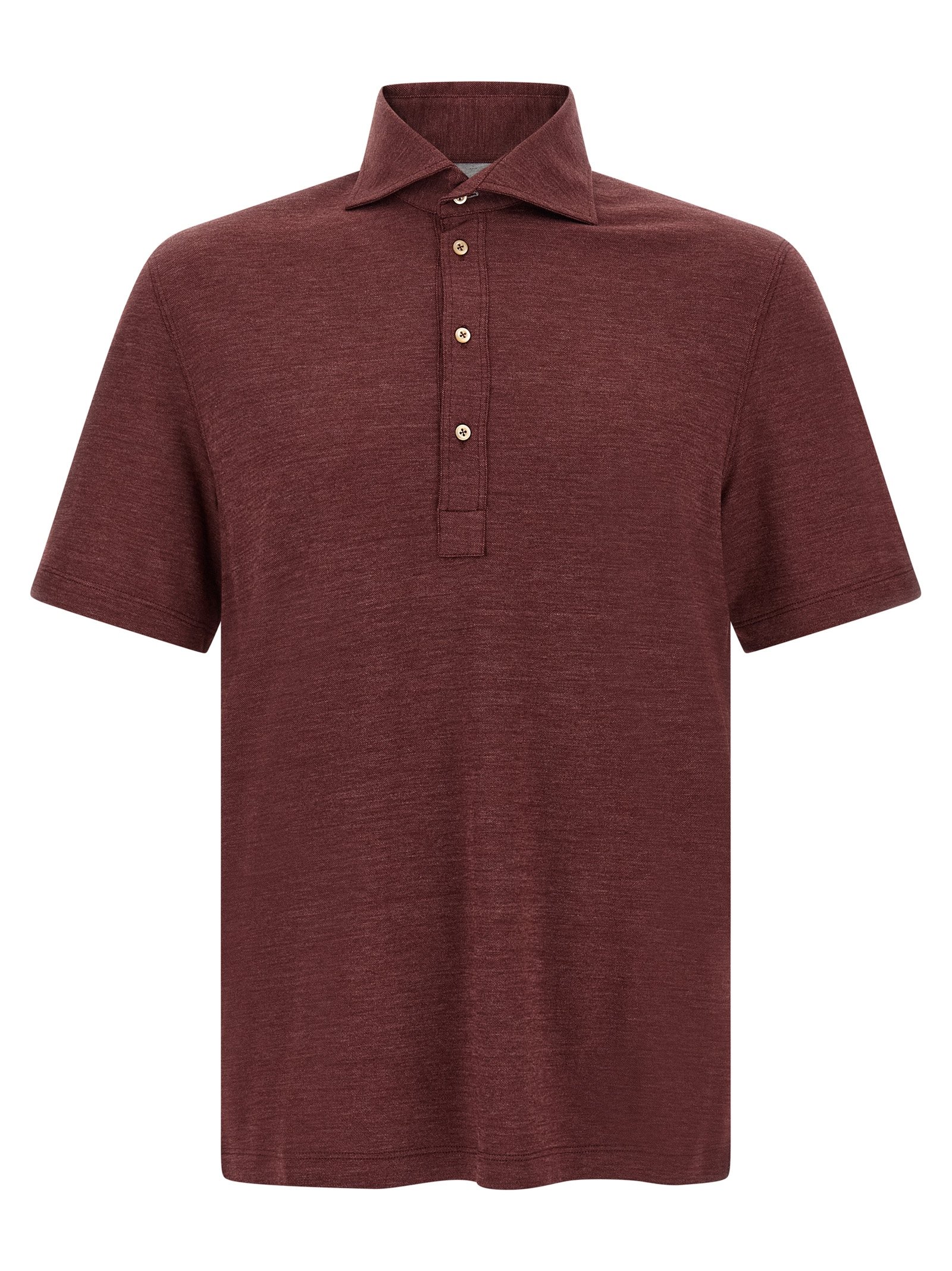 Brunello Cucinelli bordeauxrood Virgin wollen poloshirt