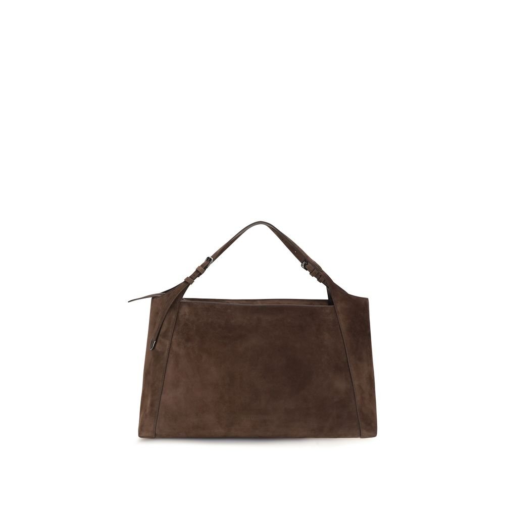 Brunello Cucinelli bruin suède leren schoudertas