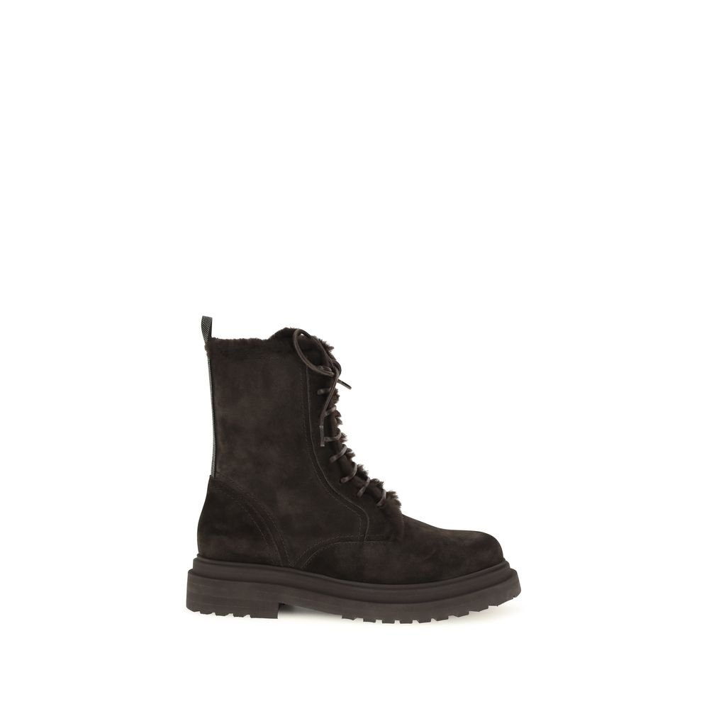 Brunello Cucinelli zwart kalfsleren veterboots