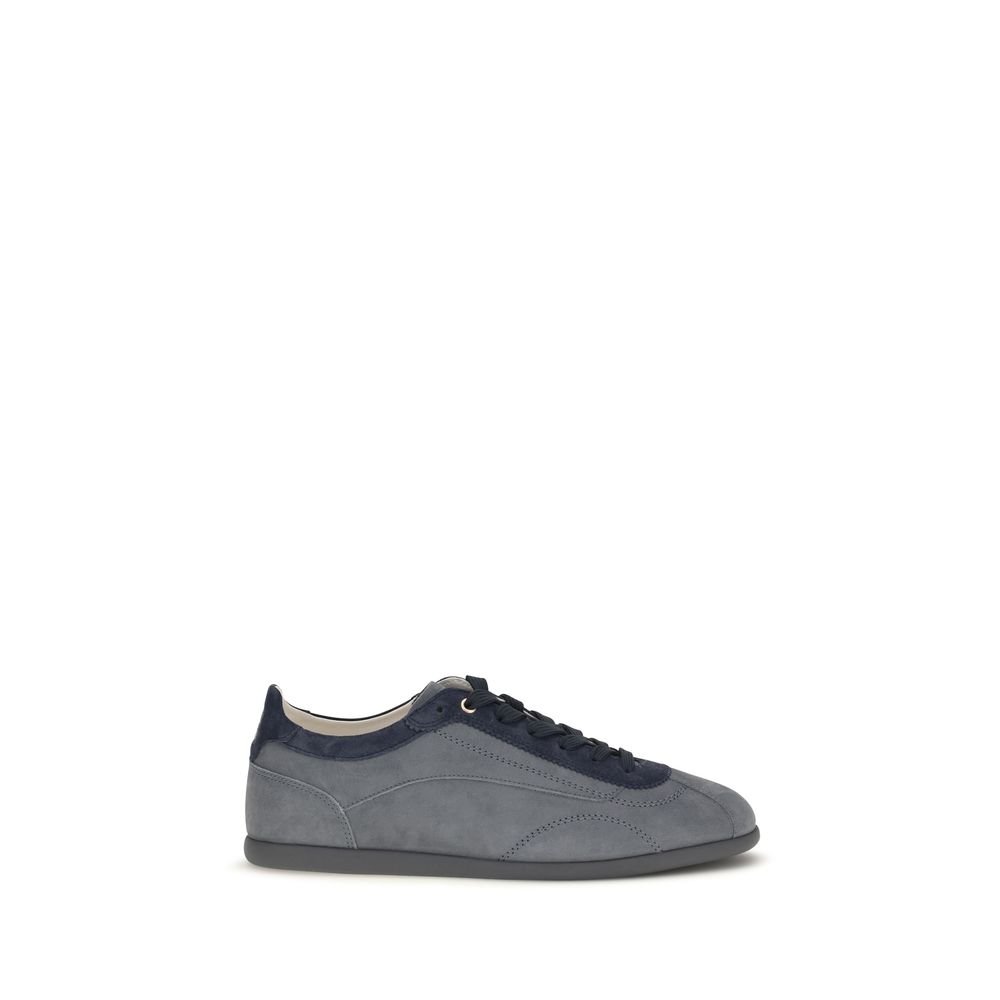 Brunello Cucinelli grijs kalfsleren lage sneakers
