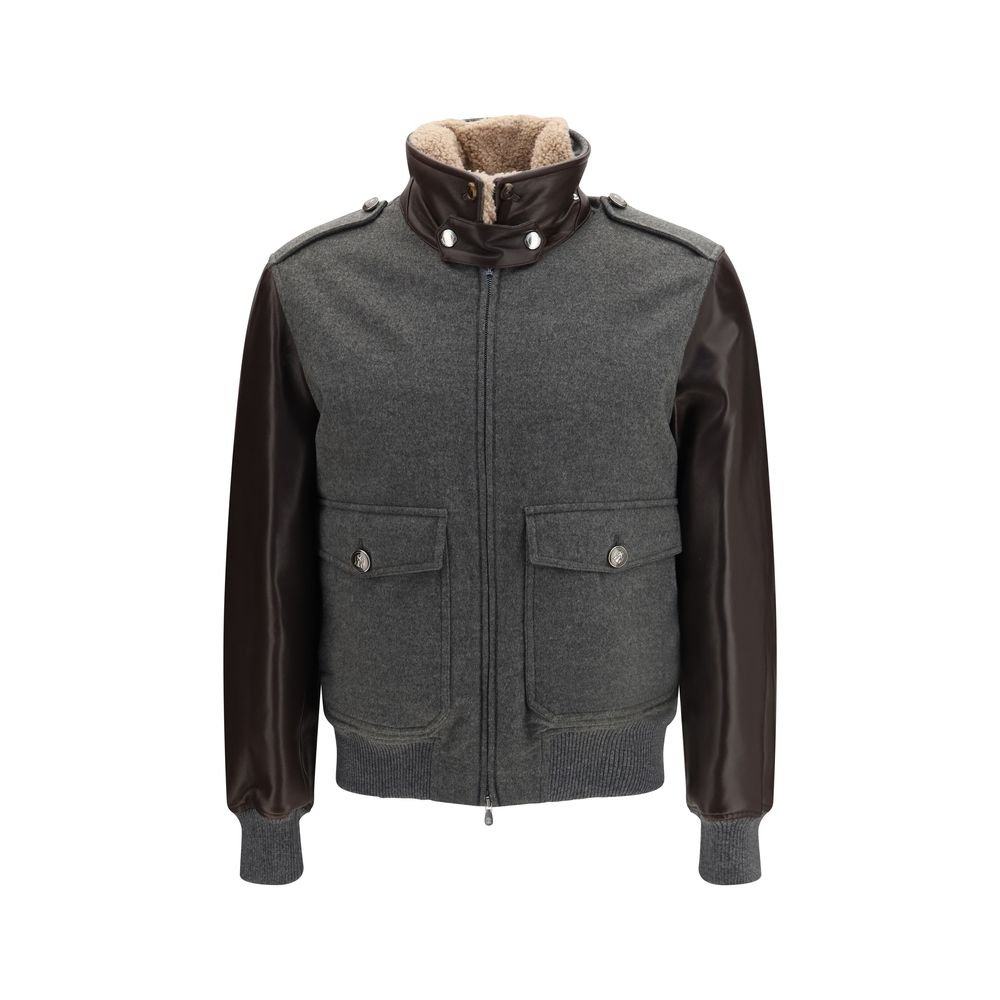 Brunello Cucinelli grijs kasjmieren Bomber
