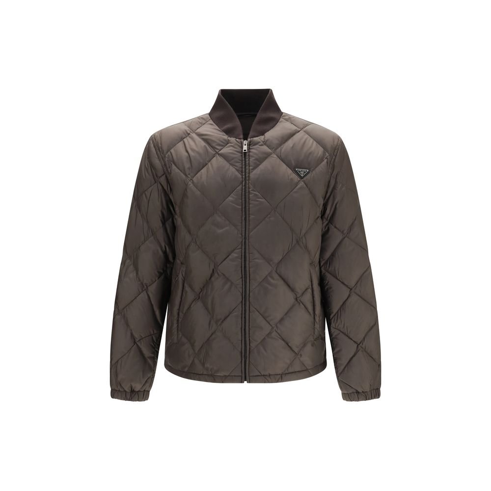 Prada tweekleurig gerecycled polyester lange jas