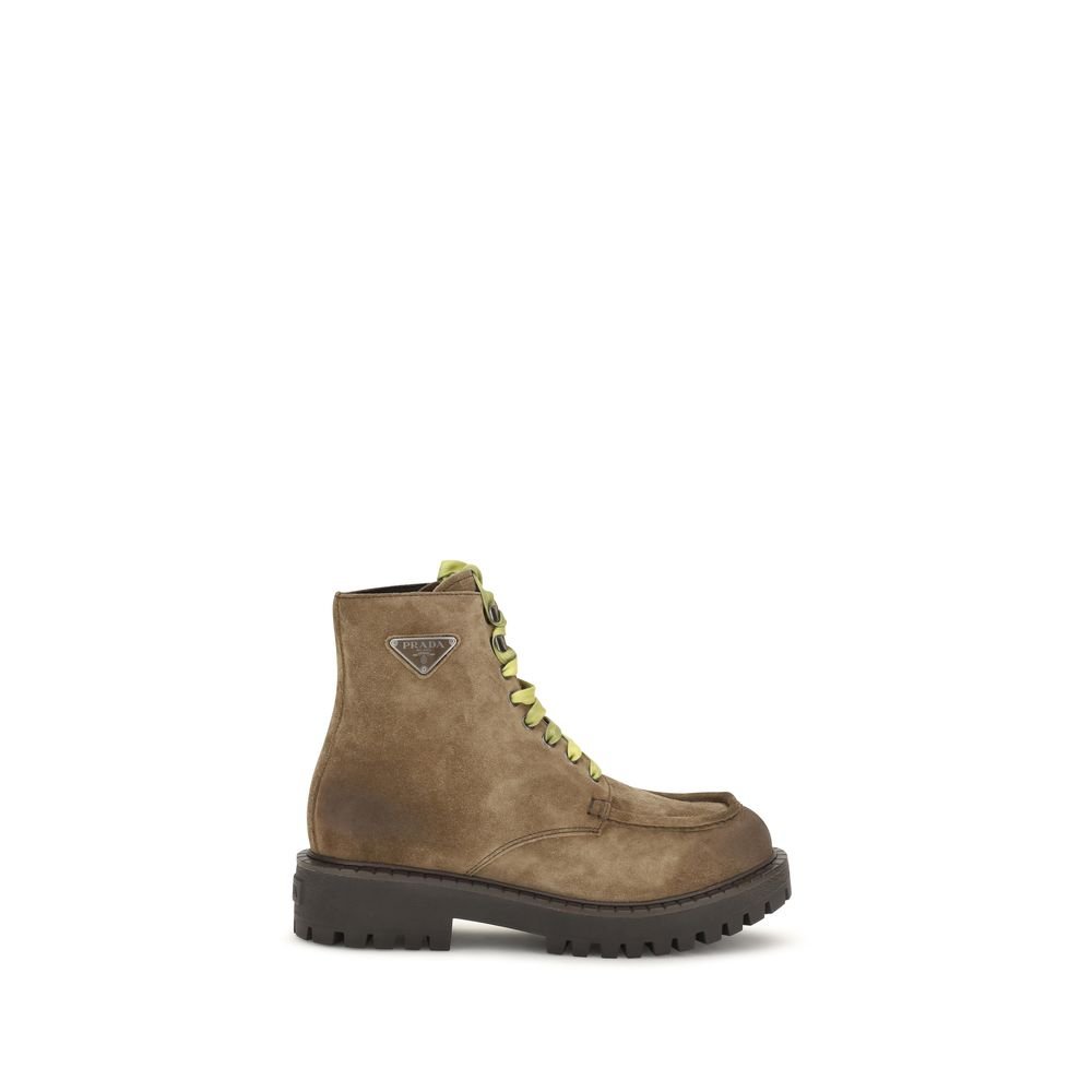 Prada bruin suède leren veterboots
