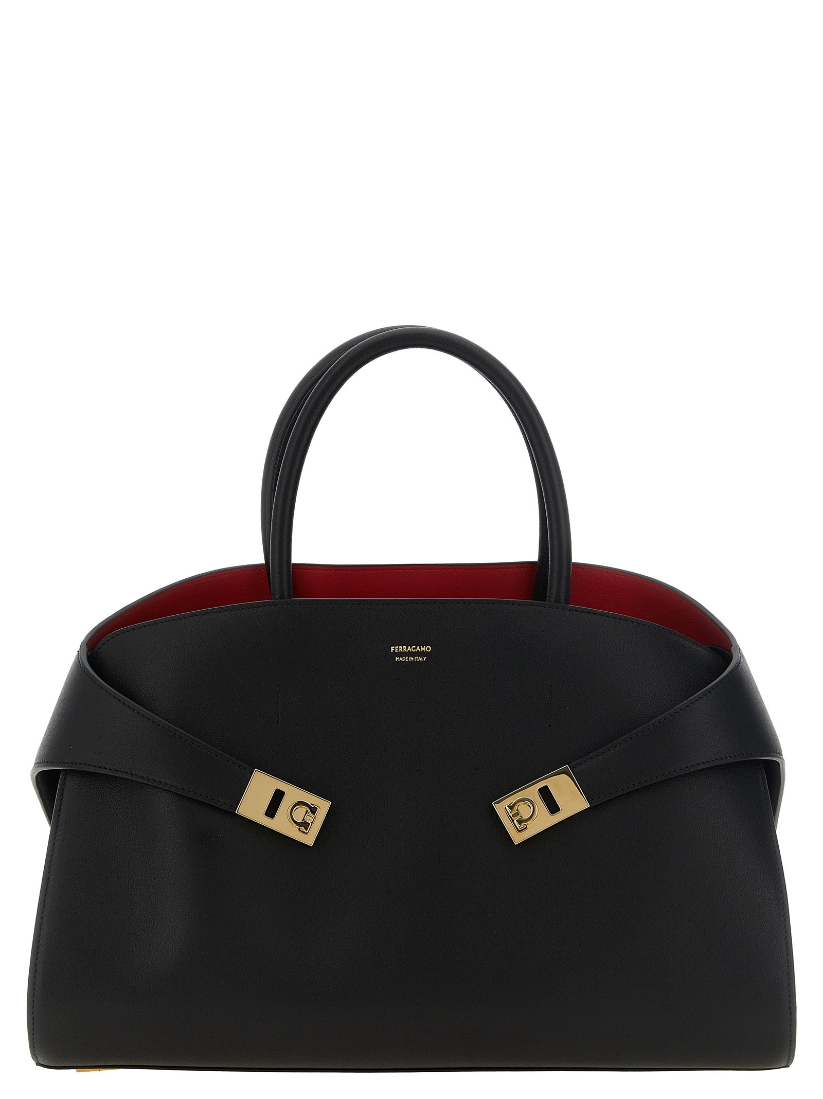 Ferragamo zwart kalfsleren handtas