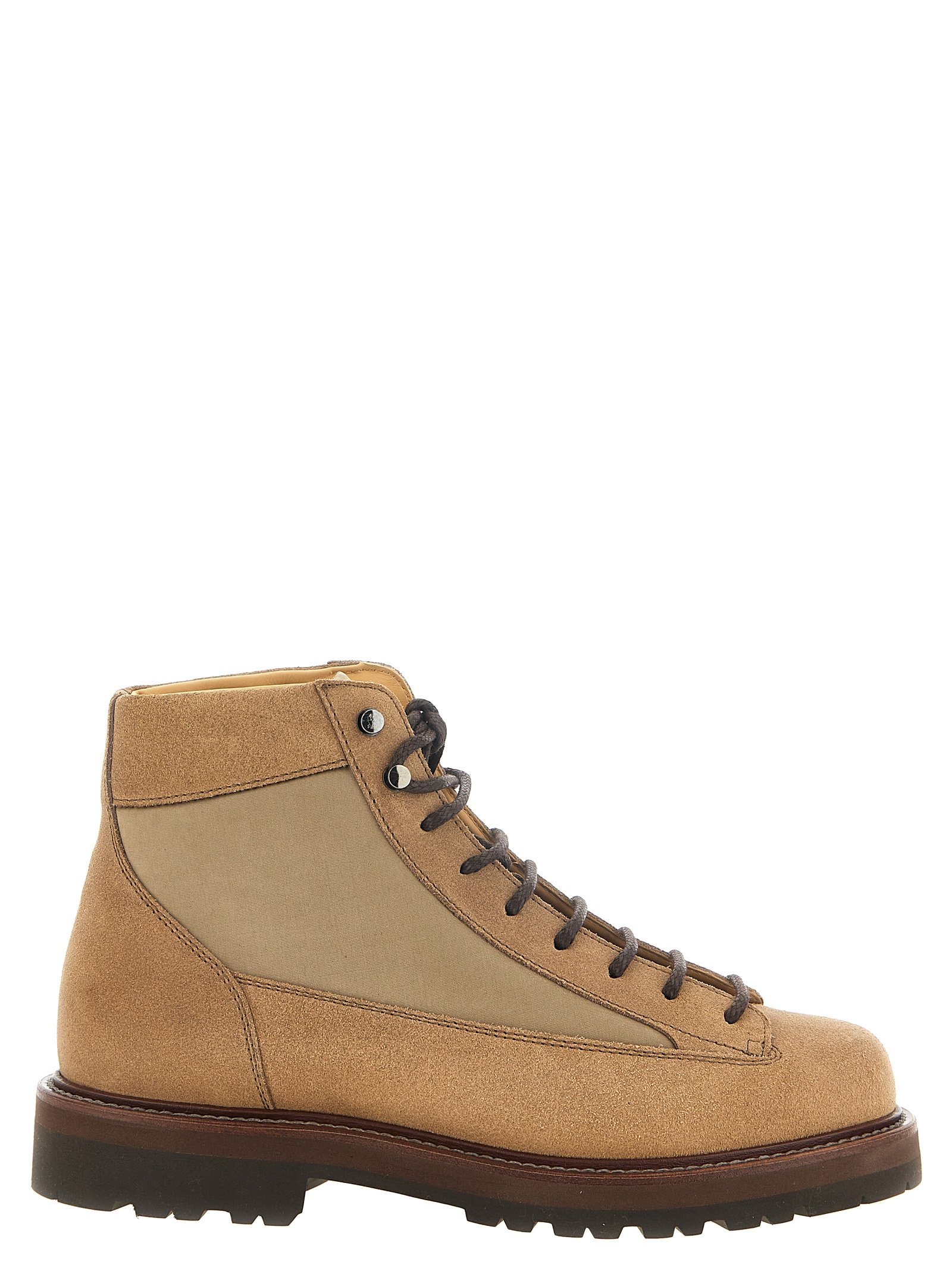 Brunello Cucinelli Beige kalfsleren enkellaarsjes