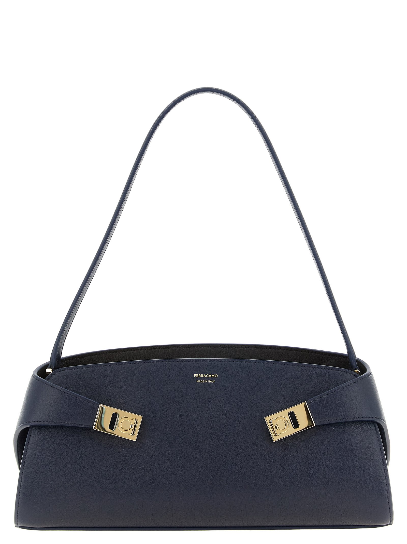 Ferragamo blauw kalfsleren schoudertas