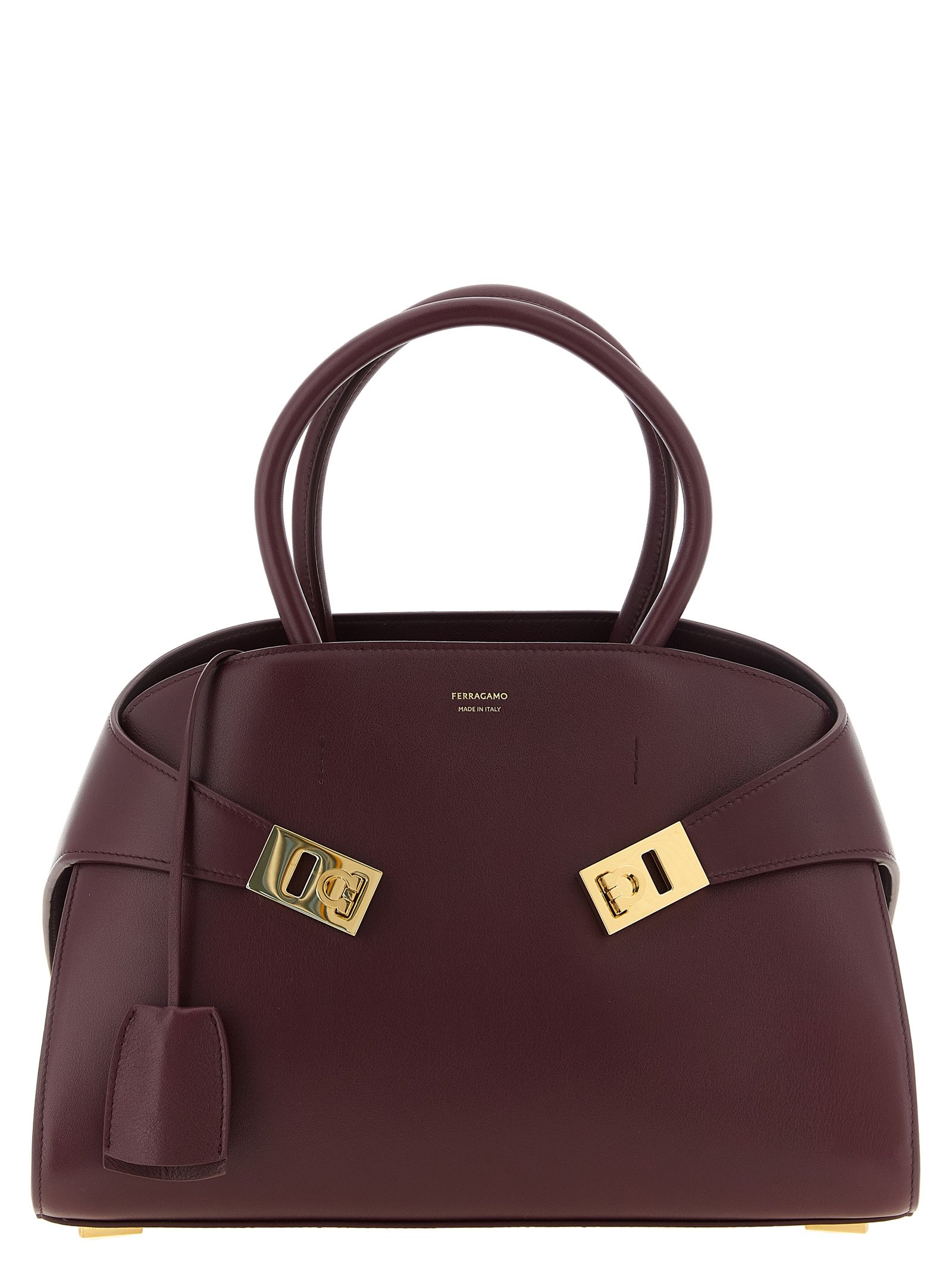 Ferragamo bordeauxrood kalfsleren handtas