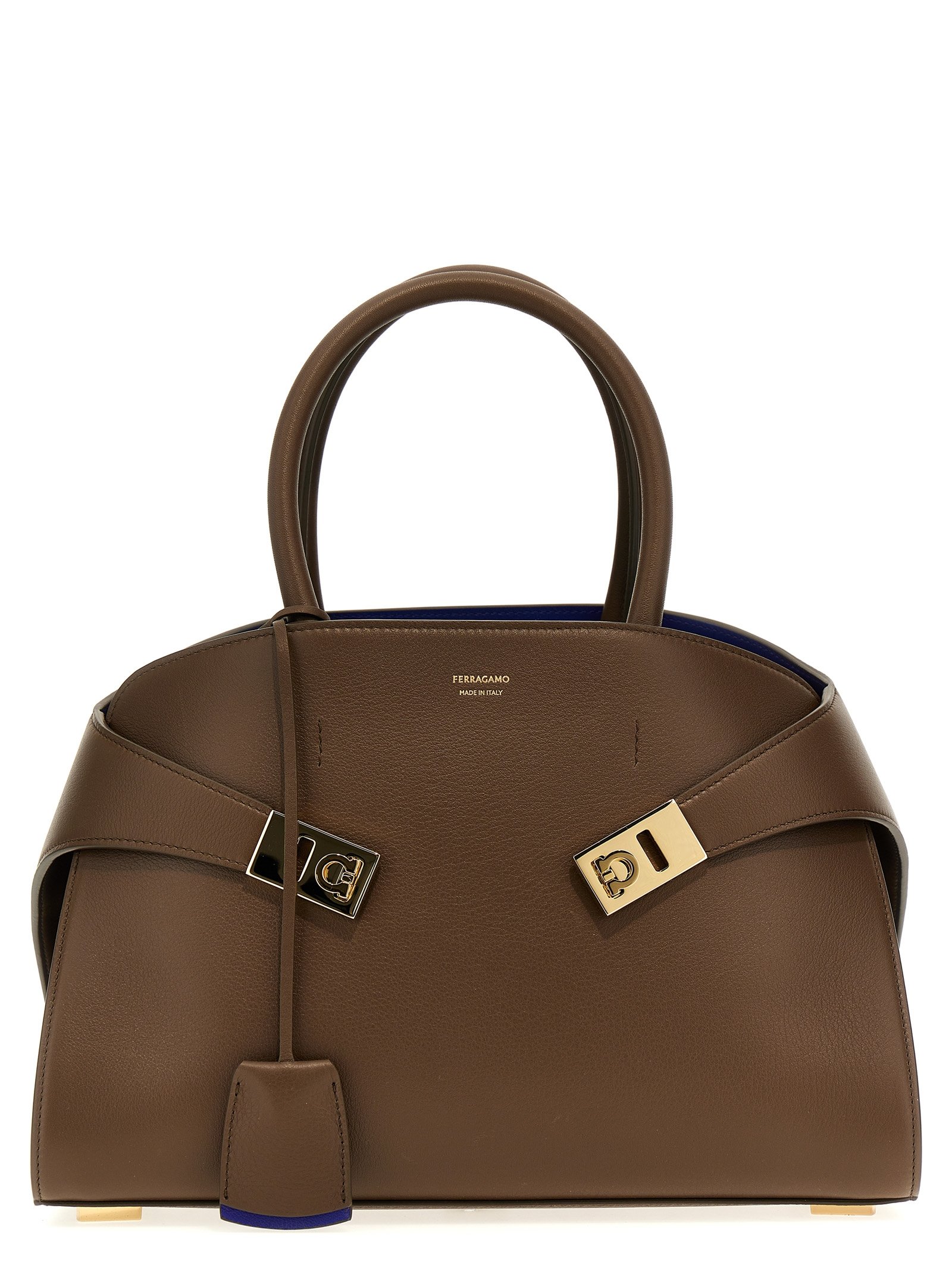 Ferragamo bruin kalfsleren handtas