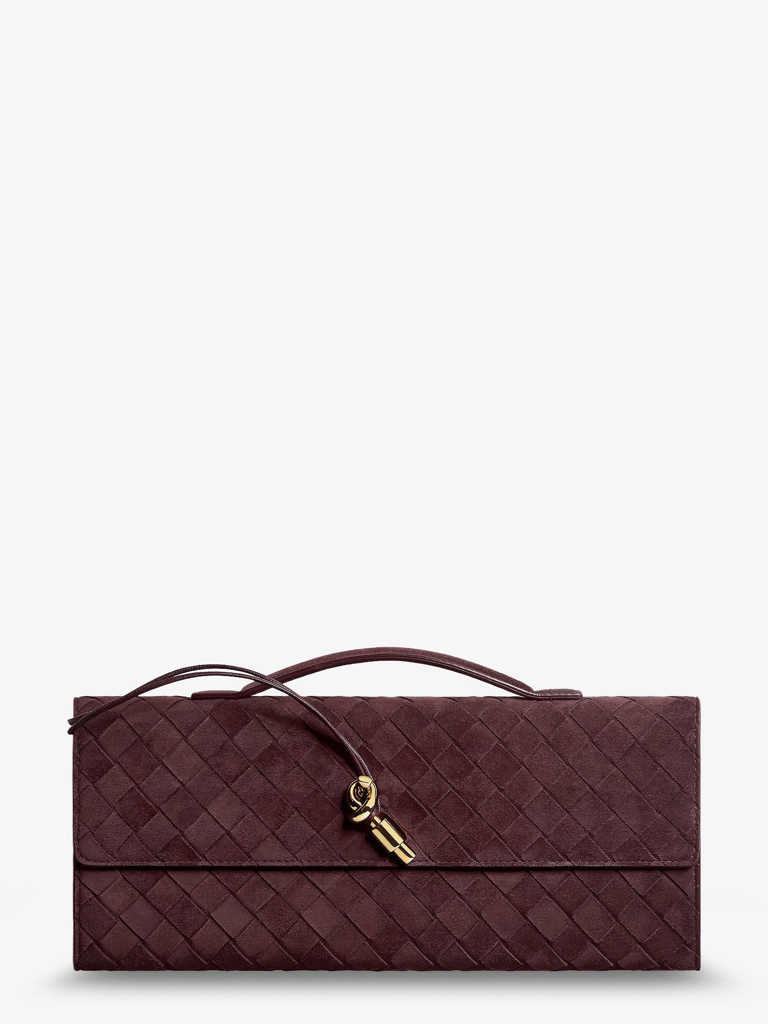 Bottega Veneta Andiamo suède clutch met Intrecciato dessin